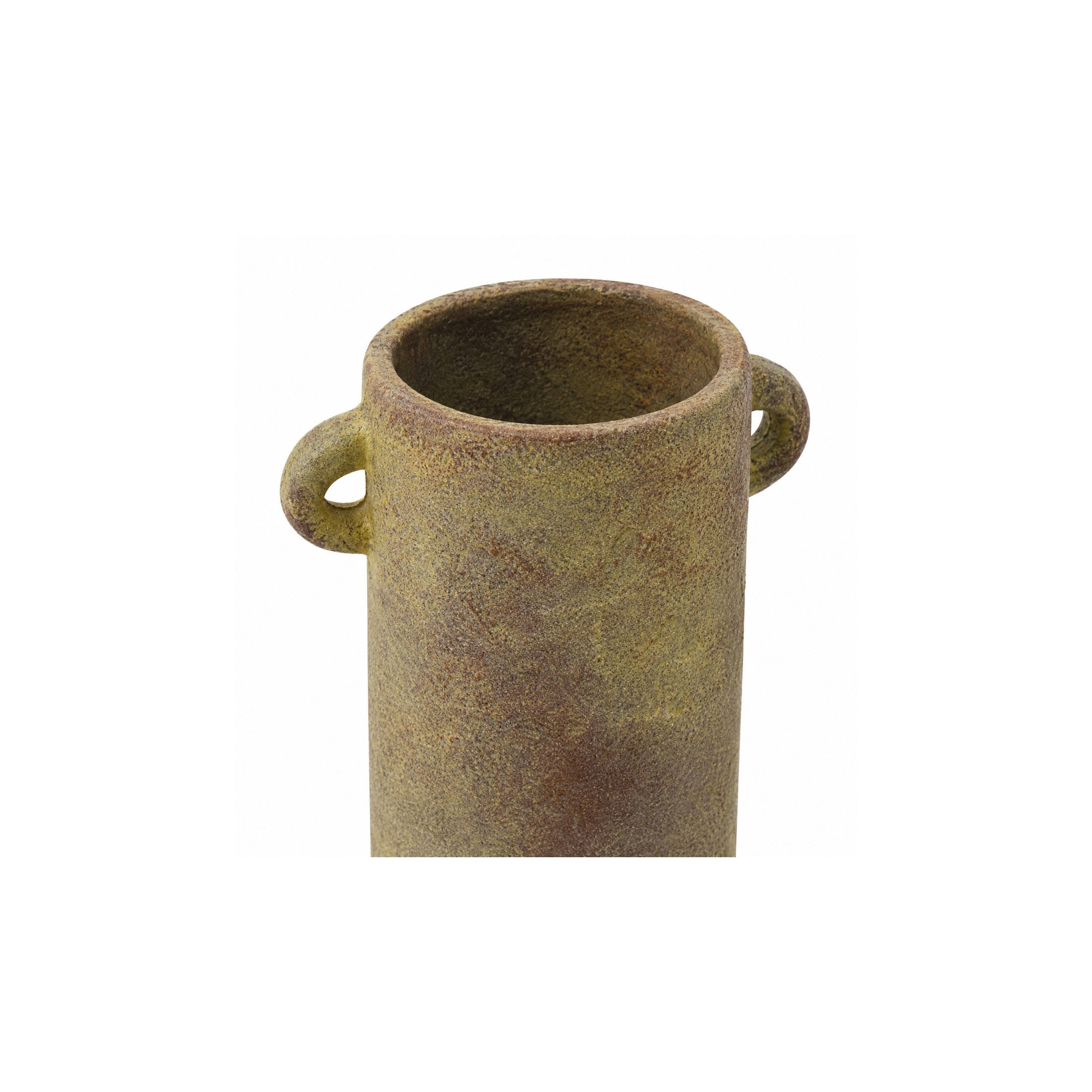 DecMode 9" Antique Style Textured Brown Ceramic Vase with Handles