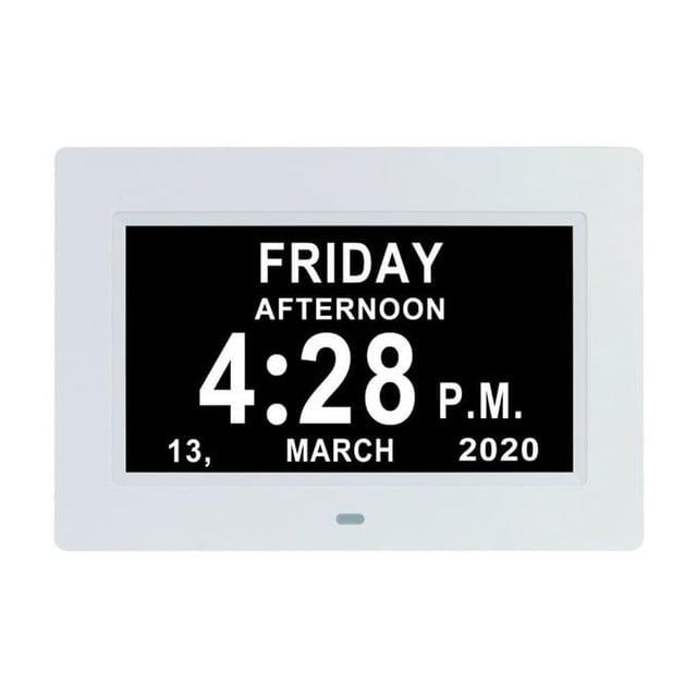 HLONK Digital Wall Calendar 7-Inch Large Display Digital Calendar Clock Easy-Read Dementia Clock with Medication Reminders Multifunctional Alarm & Photo Frame
