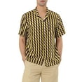 thumbnail image 1 of INSPIRE CHIC Men's Hawaiian Shirts Striped Button Down Short Sleeves Shirts Brown Yellow XL, 1 of 5