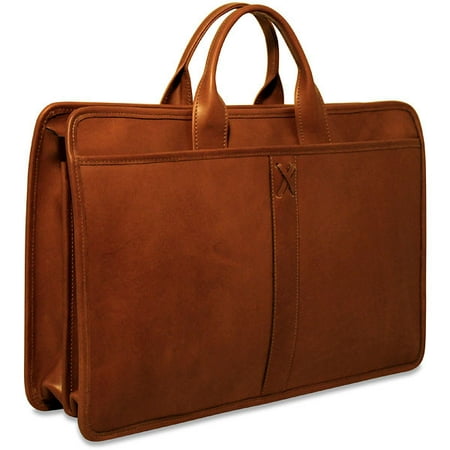 Collection Briefcase - Belmont Collection Double Gusset Top Zip Briefcase in Cognac