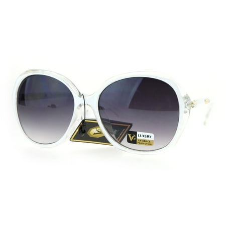 Womens Designer Fashion Rhinestone Diva Large Butterfly Sunglasses White Clear