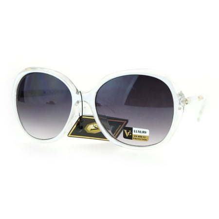 - Womens Designer Fashion Rhinestone Diva Large Butterfly Sunglasses White Clear