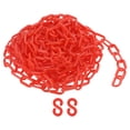 thumbnail image 1 of Plastic Chain Links, 1.4-Inch 25 Foot Barrier Chain with S-hooks, Red, 1 of 7