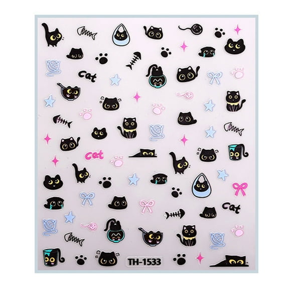 French Nails Art Stickers Adhesive Nails Decals Bowknot Nails Art Designs Bows Cats Nails Decorations Nails Stickers