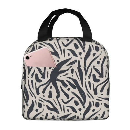 Insulated Lunch Bag for Women Men - Abstract dots lines pattern Leakproof Cooler Lunch Box for Women Men  Lunch Tote Bags for Work School Picnic Travel