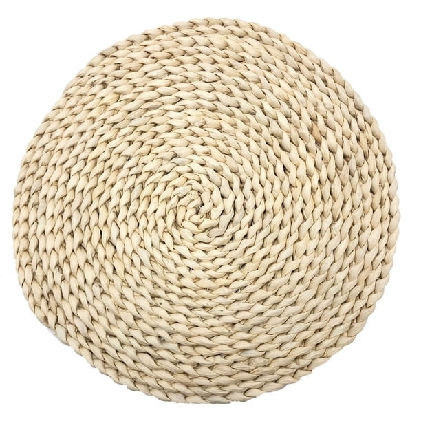 Paquete de 3 manteles individuales tejidos, manteles individuales de cáscara de maíz natural, manteles redondos trenzados de paja, cargadores para platos de cena, manteles individuales de pa