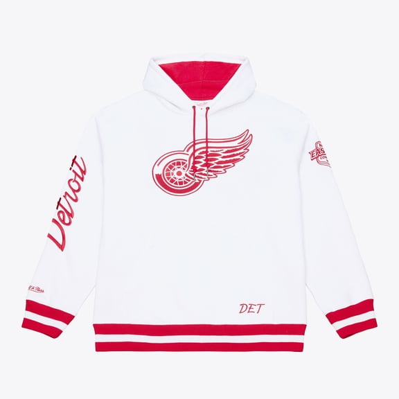 Men's Mitchell & Ness White Detroit Red Wings Arctic Fleece Hoodie