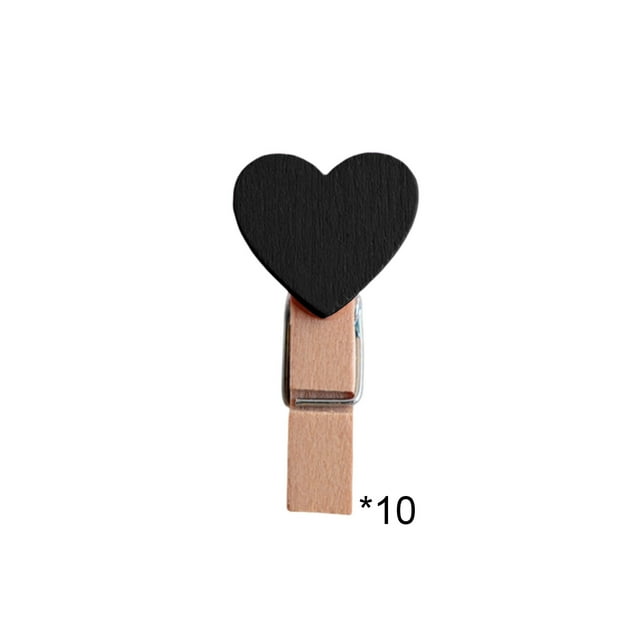 Clip Ins Mismo Día Día de San Valentín Foto Pared Clips de Madera 2cm en Forma de Corazón, Decorativo en Rosa Púrpura Negro Rojo 10-Pack