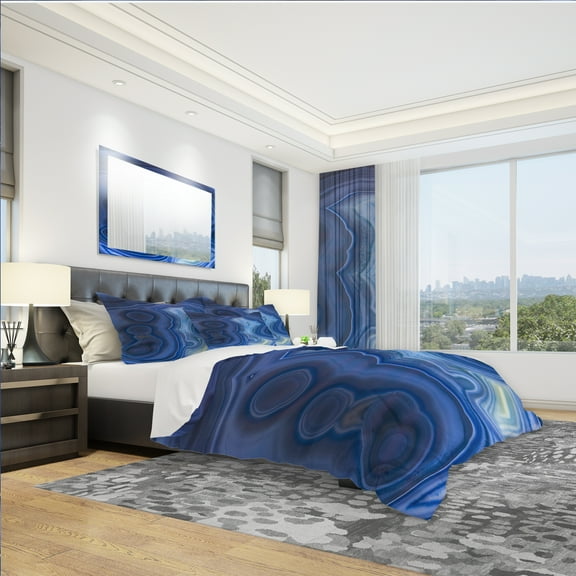 Designart 'Blue Agate Stone Design' Modern & Contemporary Duvet Cover Set