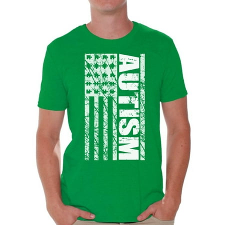 Usa Flag Shirt - Awkward Styles Autism Flag Shirt for Men American Flag Autism Awareness T-shirt Autism Men's Tshirt Top USA Flag Autism Gifts Autistic Spectrum Awareness T Shirt Support Autism Shirts
