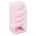 thumbnail image 2 of Dusknt Desk Mesh Pancil Organizer, Pancil Holder, Makeup Storage Box Cosmetic Organizer Rack, Ofice Desktop Organizer with 5 Compartments, Markers Pan Holder for Home, Pink, 2 of 9