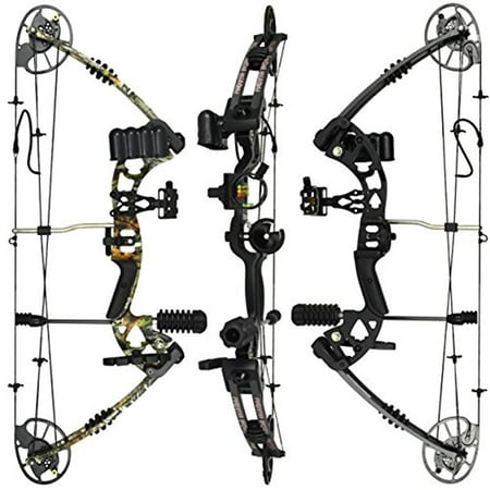 RAPTOR Compound Hunting Bow Kit: LIMBS MADE IN USA | Fully adjustable 24.5-31” Draw 30-70LB pull | Up to 315 FPS | WARRANTY & 100% 30 day GUARANTEE | 5 Pin Lighted Sight, Biscuit Rest | W STRING (Best Bow Ever Made)