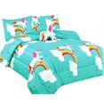 Unicorn blue mint printed easy wash twin size comforter set 6 pieces