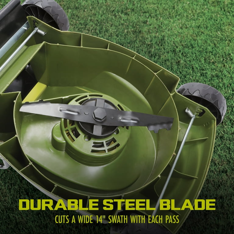 Sun Joe 28V Cordless 14 Brushless Push Walk Behind Lawn Mower Adjustable Cutting Height