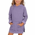thumbnail image 2 of Ruyang Oversized Hoodie Dress for Girls Long Hooded Sweatshirt Dress Pocket Side Split Warm Casual Cozy Pullover Sweaters, 2 of 9