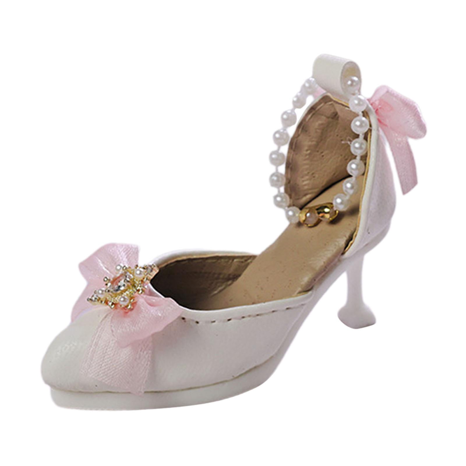 MagiDeal Zapatos De Tacón Alto A Escala 1:4 Para Muñecas De 42 A 45 Cm – Accesorios De PU, Regalo Ideal Para Coleccionistas, Blanco, 6x2 Cm