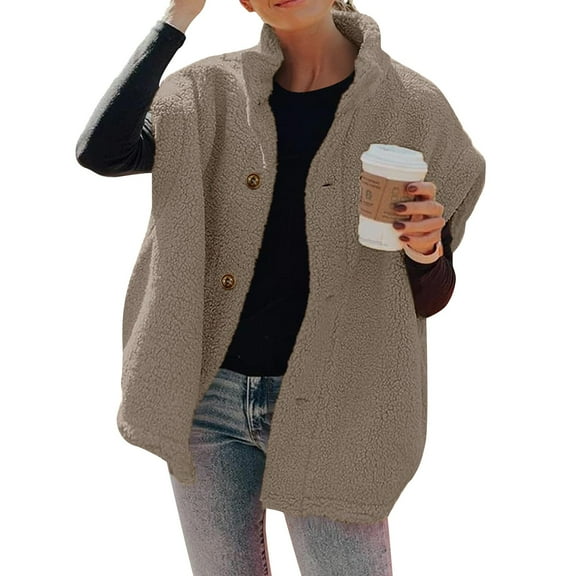 JULMCOMO Vest for Women Fall Sleeveless Button Down Outerwear Coat Trendy Plus Size Vest Fuzzy Puffer Sherpa Jackets with Pockets Light Brown XL