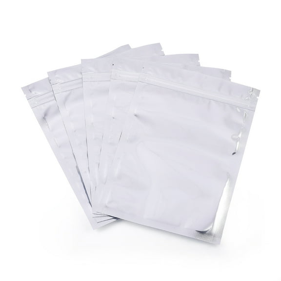 100pcs PET & PE Zip Lock Bags Resealable Aluminum Foil Storage Bags Rectangle Silver 12.6x7cm Inner Measure: 9.4x5.8cm