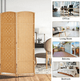 thumbnail image 5 of Room Divider 4-Panel Room Partition, Foldable Freestanding Room Dividers, 6 ft Office Partition Walls Wood Divider Folding Portable Privacy Screen,Light Beige, 5 of 8