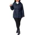 thumbnail image 2 of Agnes Orinda Women's Plus Size Hooded Anorak Jacket Utility Parka Zip Snap Drawstring Waist Windbreaker Coat with Pockets 2X Navy Blue, 2 of 6