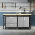 thumbnail image 2 of Manhattan Comfort Fortress 3-Piece Metal Worktable & Garage Cabinet Set in Gray, 2 of 3