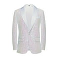 thumbnail image 2 of Kctiaxy White Blazer for Men Long Sleeve Lape L Collar Suit Jacket Causal Button Down Sequins Fashion Banquet Host's Clothing Suit Coat, 2 of 9