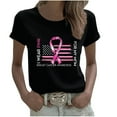 thumbnail image 3 of Axdhxbd Pink Ribbon Graphic Tees for Women Plus Size Breast Cancer Awareness Short Sleeve Shirts Soft Comfy Crew Neck Tshirts Holiday Tops Black L, 3 of 5