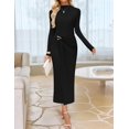thumbnail image 2 of Vestido ajustado negro de manga larga de otoño ZESICA 2025 para mujer, 2 of 8