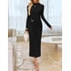 thumbnail image 2 of Vestido ajustado negro de manga larga de otoño ZESICA 2025 para mujer, 2 of 8