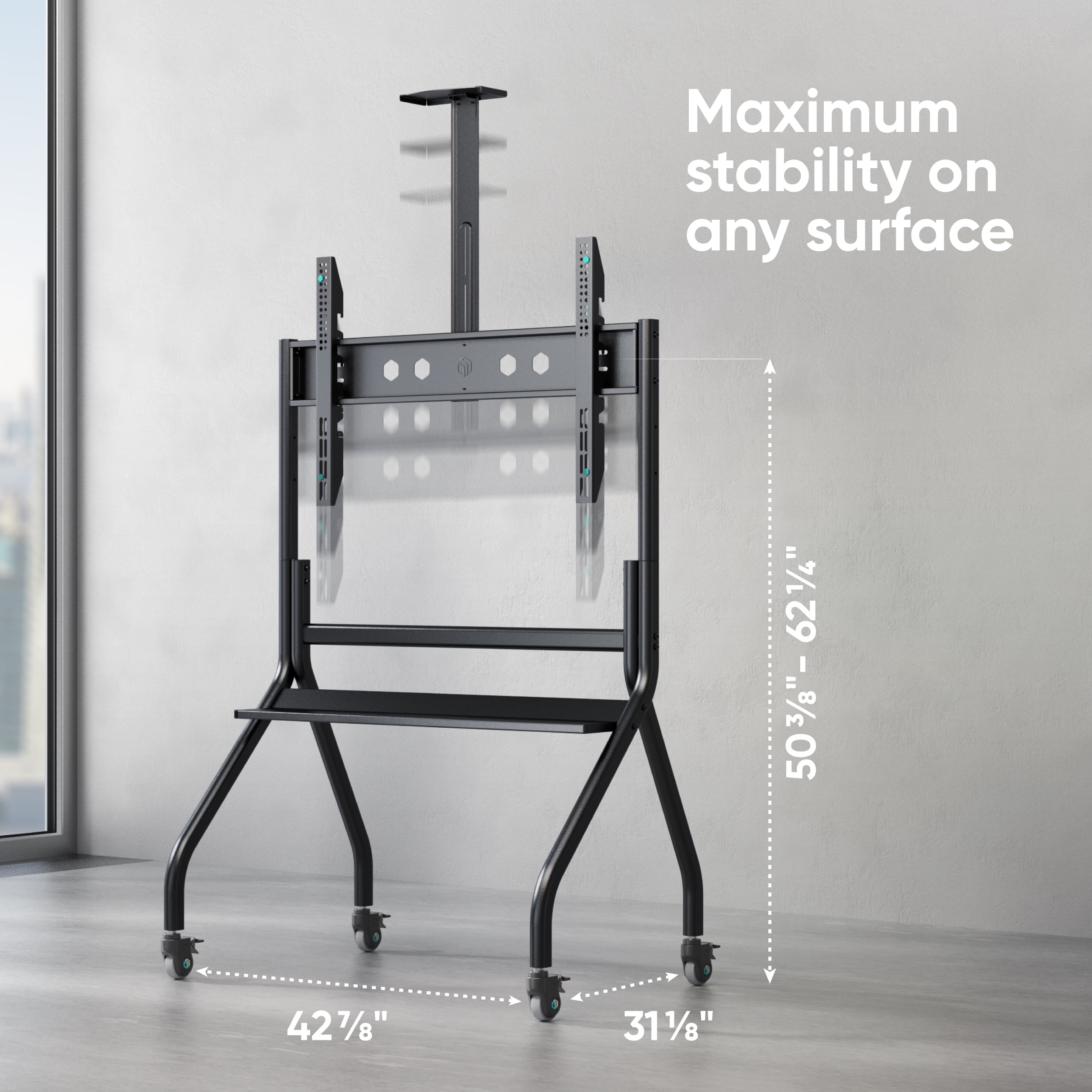 ONKRON Mobile TV Stand for 60”-120” TV up to 265 lbs, Heavy Duty Adjustable, 45” long, max VESA 1000x600