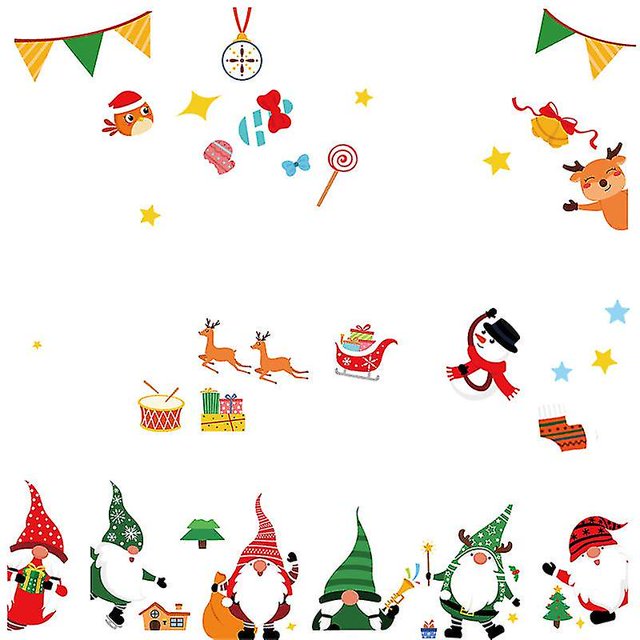 Adhesivos navideños para ventanas, calcomanías navideñas, decoraciones autoadhesivas impresas de doble cara reutilizables para ventanas, árbol de Papá Noel y copos de nieve