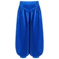 thumbnail image 4 of Yeahdor Girls Boys Arab Satin Wide-Leg Bloomers Harem Trousers Kids Belly Dance Pants Party Wear Blue 16, 4 of 7