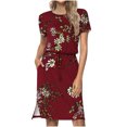 thumbnail image 2 of Robes pour Femmes 2024 Été Oversize Décontracté Col Rond Bretelles Manches Courtes Imprimé Floral Robe Ample avec Poche 50 % de Réduction Liquidation!, 2 of 7