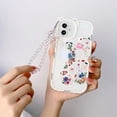 thumbnail image 3 of Compatible with iPhone 12 Case, Cute Flowers Bear Camera Protector Clear Case with Lovely Strap Bracelet Chain Girls Women Case for iPhone 12, 3 of 16