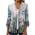 thumbnail image 5 of Sksloeg Lightweight Cardigans for Women Casual 3/4 Sleeve Floral Printed Kimonos Lightweight Cardigan Button Down Sweaters Duster,Gray M, 5 of 5