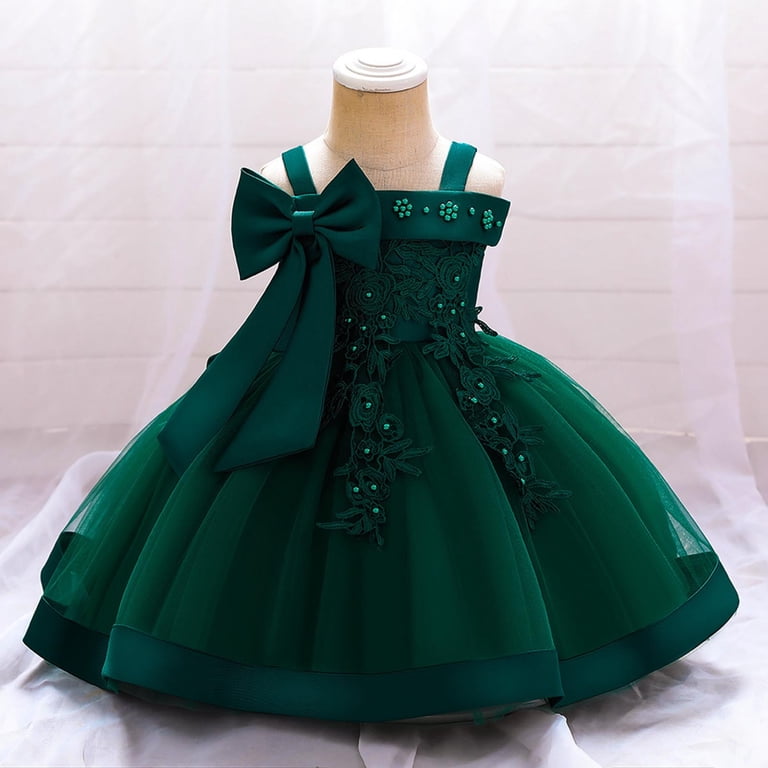 green christening dress Myrisam Baby Girl Embroidery Princess Dress with Headwear