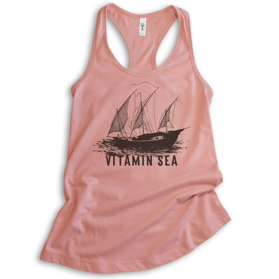 Sailing Vitamin Sea Tank Top, Ladies Racerback Tank Top, Summer Tank, Sailboat Tank, Sailing Tank, Desert Pink, Small