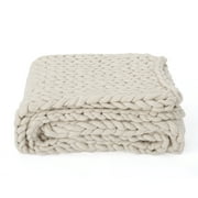 Noble House Marnie Acrylic Throw Blanket in Ivory