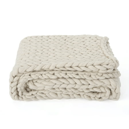 Noble House Marnie Acrylic Throw Blanket in Ivory