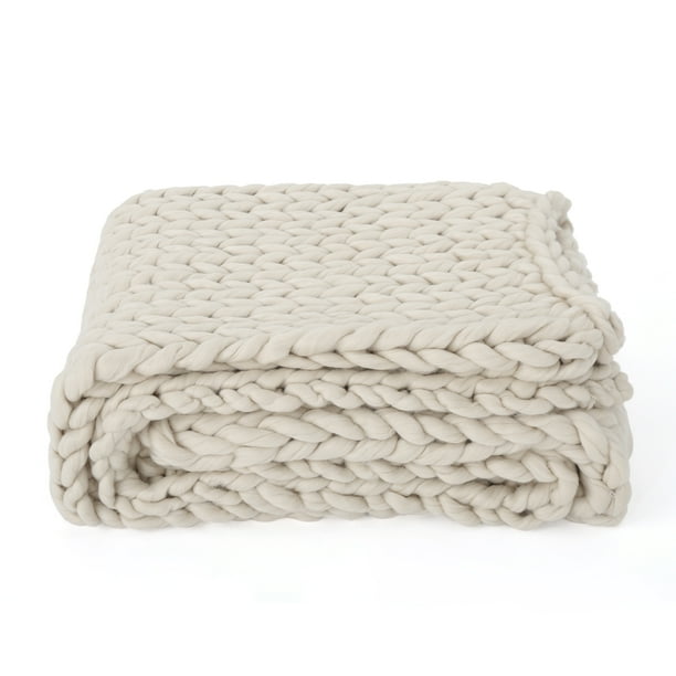 Noble House Marlene Acrylic Throw Blanket, Ivory