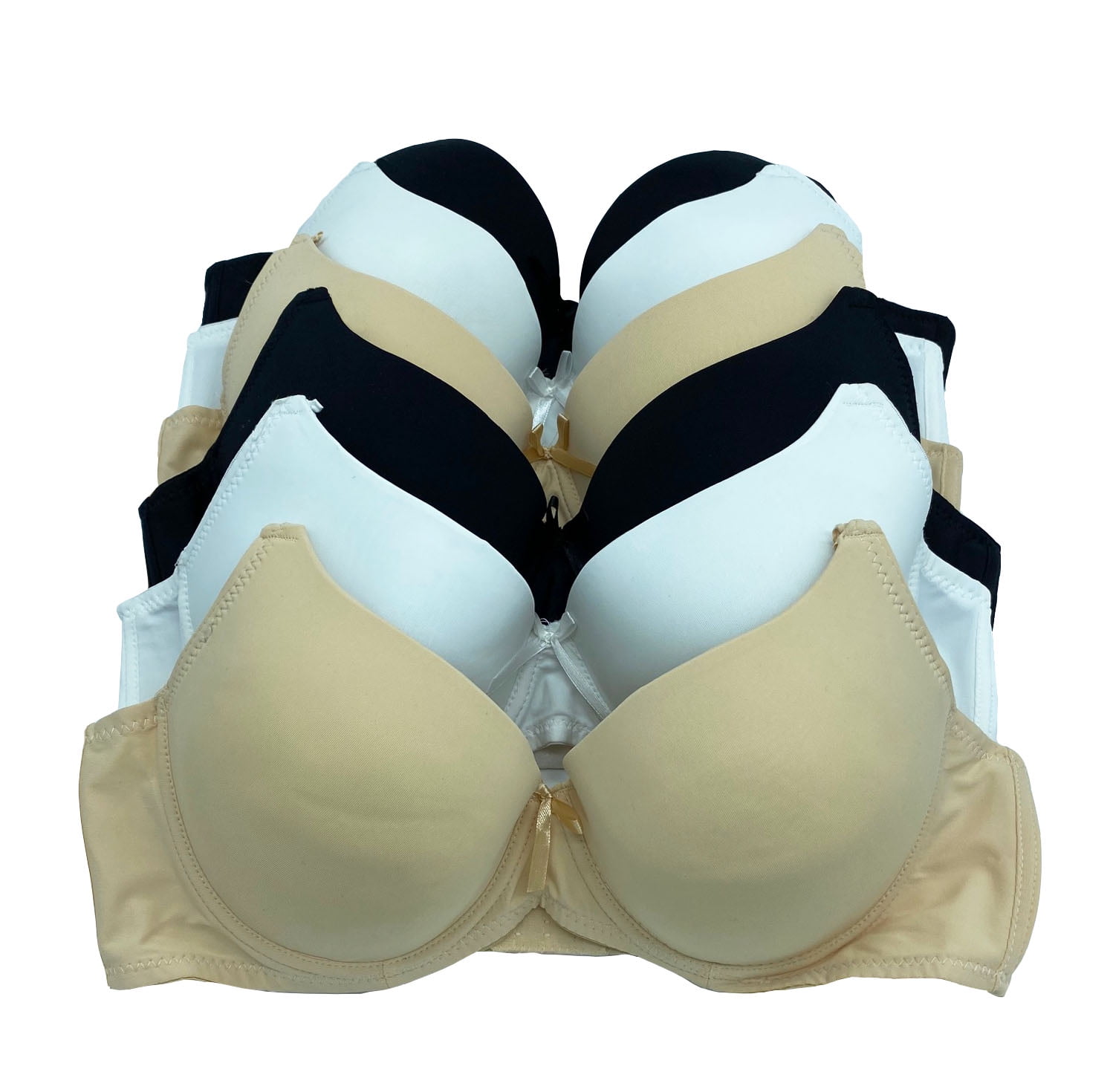 6 pcs Max Lift Power Wired Add 2 Cup Sizes T-Shirt Double Push Up Bra B/C  34B (68356-63R3-65R3)