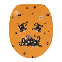 ZIATUBLE Halloween Black Cat Toilet Lid Dust Cover Cat Claw Toilet Lid Covers for Bathroom Decoraction Round Toilet Lid Covers Washable Toilet Protective Cover Fits Most Toilet Lids