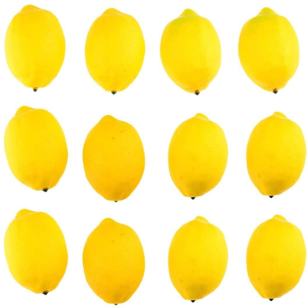 Gank Fake Fruit Home House Kitchen Party Decoration Artificial Lifelike Simulation Yellow Lemon 12pcs Set 12