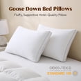 thumbnail image 4 of Yalamila Goose Feather Down Pillows Queen Size Set of 2, Gusseted Support Pillows with 100% Cotton Cover, Luxury Breathable Sleeping Bed Pillows for Side, Back or Stomach Sleeper (White, 20"x30" ), 4 of 11