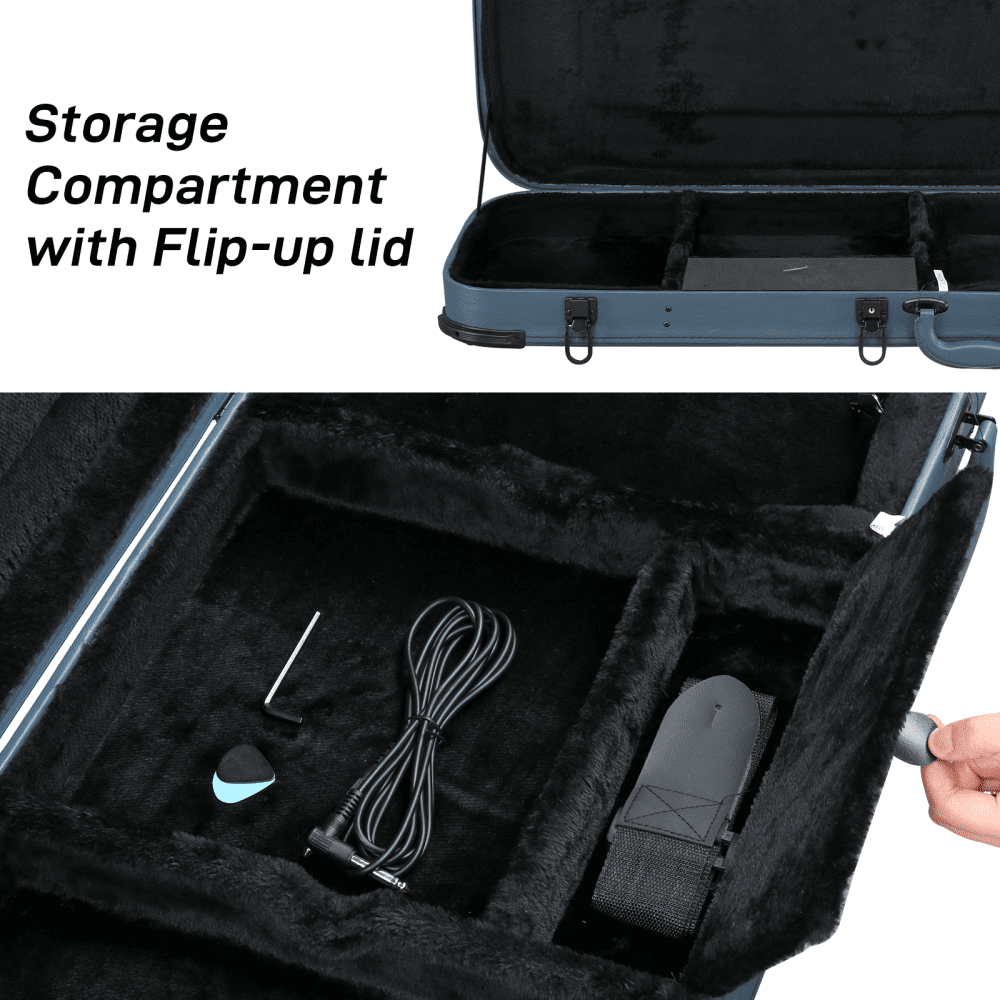 Tcbosik Electric Guitar Hard Case with Lock for ST/TL/Burning Fire/170 Style, Blue