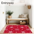 thumbnail image 3 of ODIKA 3'x5' Machine Washable Non-Slip Area Rug, Joyful Season Snowflake Celebration Hearth Entrance High Traffic Rug with Pad, Red, 608365, 3 of 8