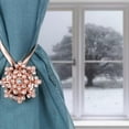 thumbnail image 4 of Abrazaderas magnéticas para cortinas con flores de cristal y resortes con hebilla plateada de cristal Color de oro rosa, 4 of 8