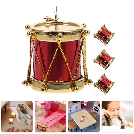 KALLORY Dollhouse Miniature Musical Instrument Red 4Pcs