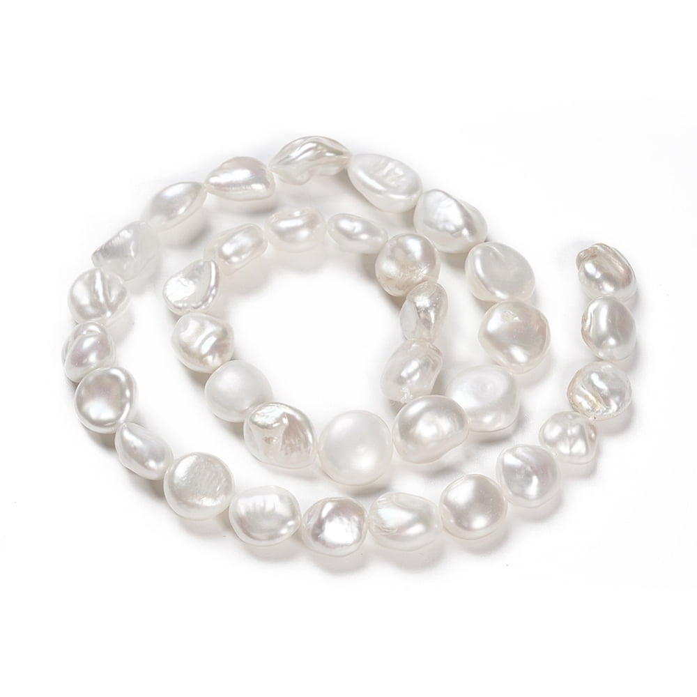 Natural Baroque Pearl Keshi Pearl Beads Strands Cultured Freshwater Pearl White 11~19x9~14x5~8mm Hole: 0.2mm 35pcs/strand 15.5 inch