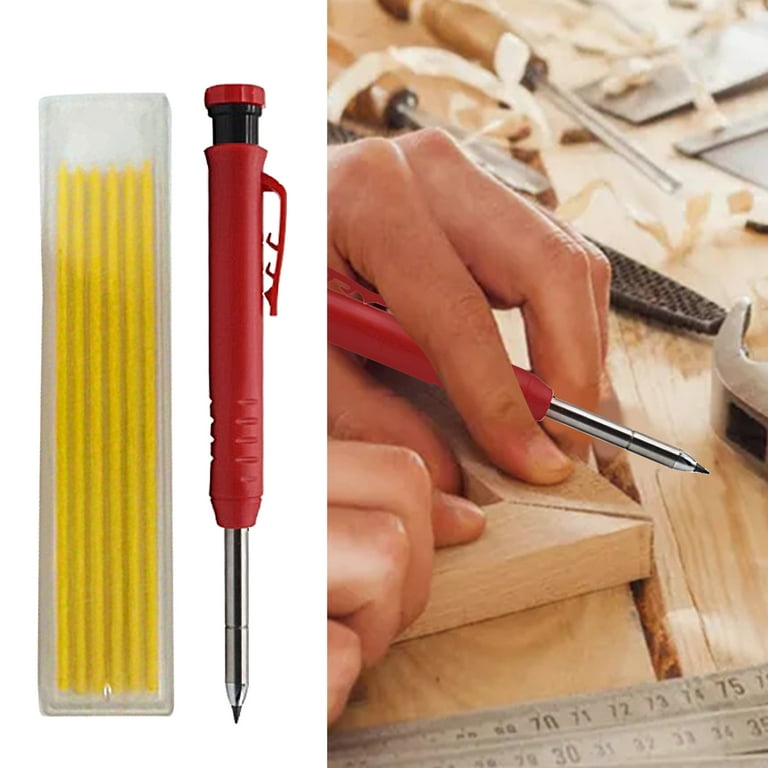 Wirlsweal 2.8mm Solid Carpenter Pencil Built-in Sharpener Scratch-resistant  Graphite Manual Operation Woodworking Marking Pencil for Construction